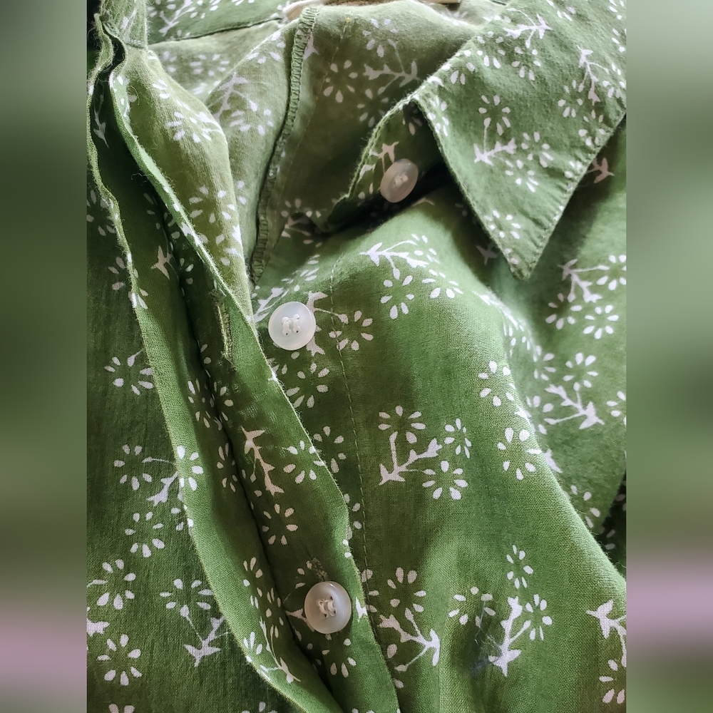 JULIA AMORY GREEN COTTON JA SHIRT DRESS LARGE EXCELLENT - Picture 7 of 9